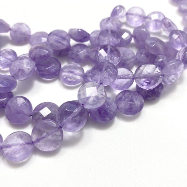 lavender amethyst 0877 faceted coin 12mm