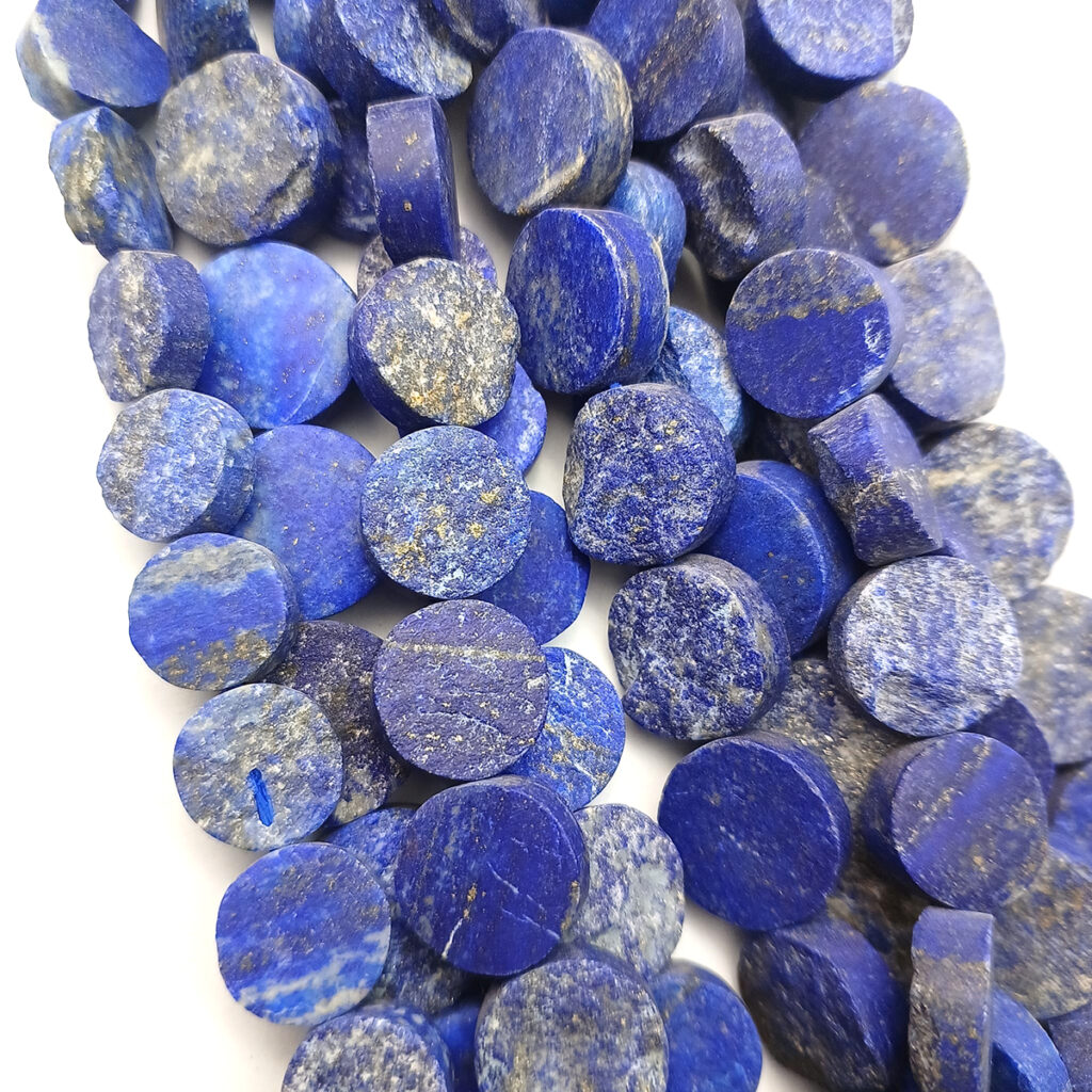 Lapis round coin raw rough one side polished 15mm 3