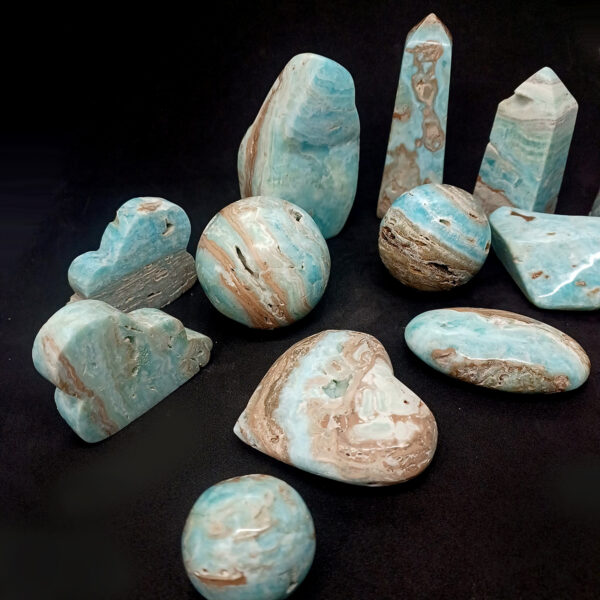 blue aragonite caribbean calcite mixed forms lot 2225kg 14 pieces 3