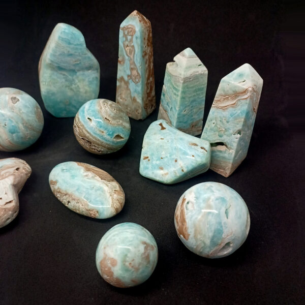 blue aragonite caribbean calcite mixed forms lot 2225kg 14 pieces 5